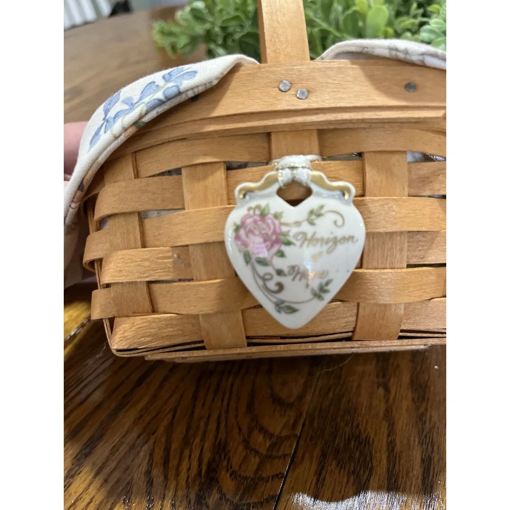 Longaberger 1999 Horizon Of Hope ACS Basket  Detachable Charm Liner Protecter